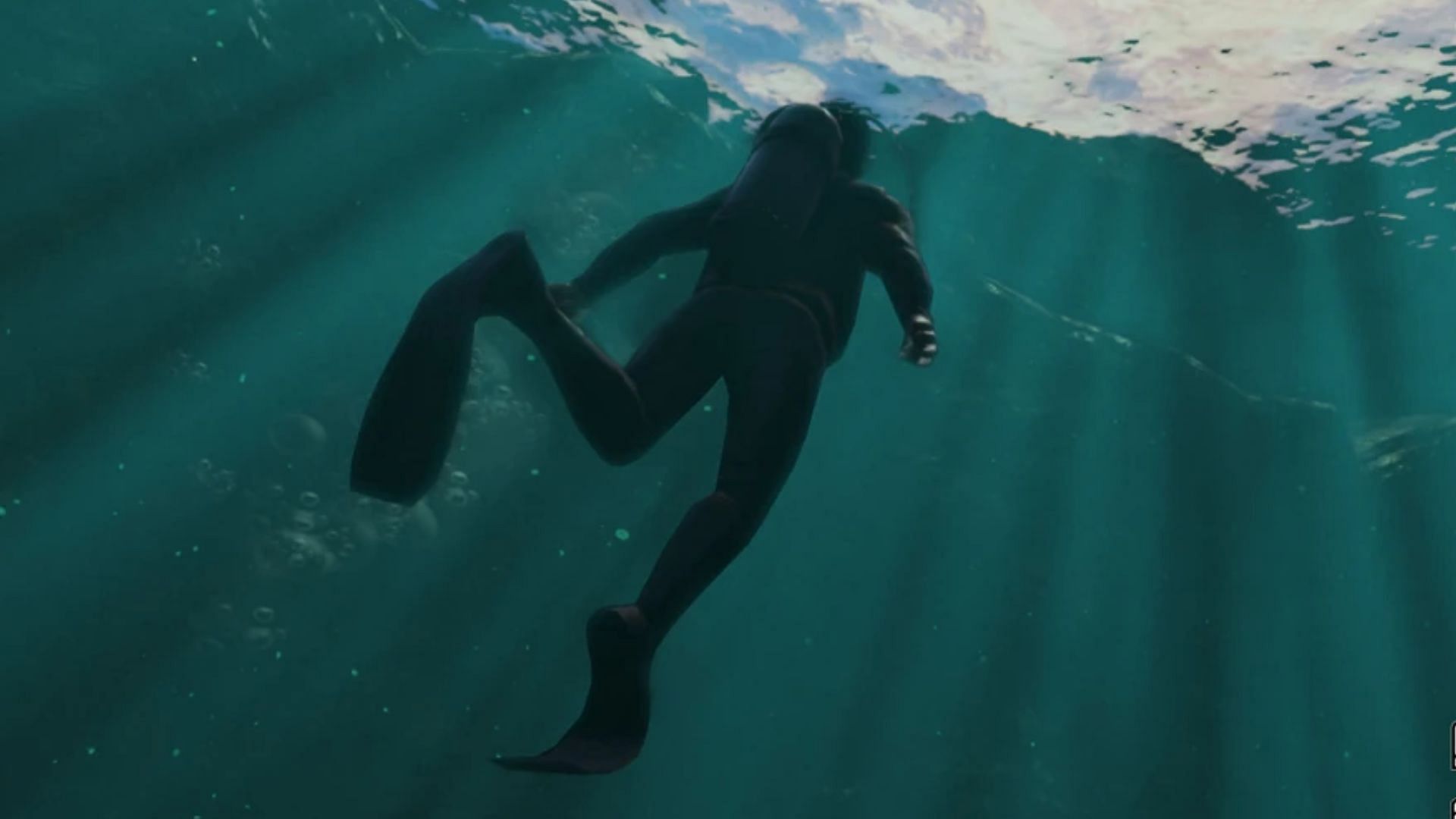 The scuba suit is useful for underwater exploration (Image via Rockstar Games)